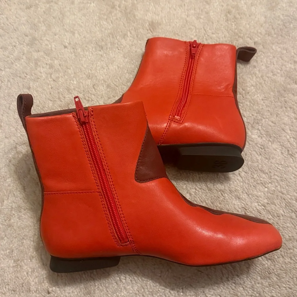 Camper TWINS Red and Burgundy Leather Ankle Boots - Picture 7 of 8